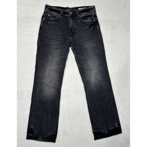 Zara Low Rise Straight Leg Jeans ZW Collection Black Bleach Wash Size 2